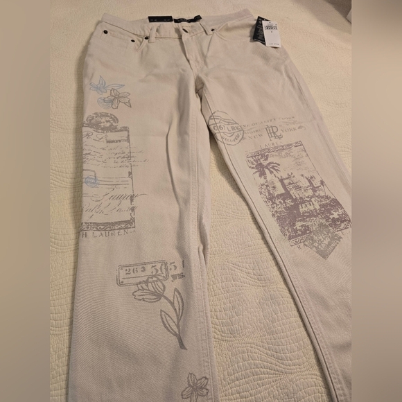 NWT Ralph Lauren Ladies Cream Relaxed Fit Tapered Mid Rise Jeans - Picture 7 of 11